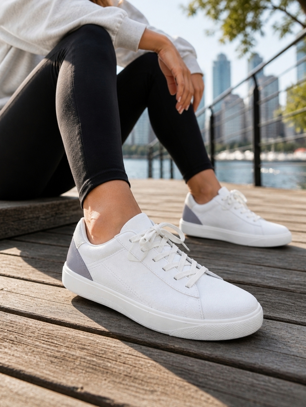 Vessi Soho Low-Top Waterproof Sneakers White Gray Minimalist Casual Athleisure